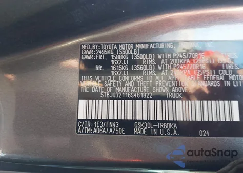 2006 Toyota Tundra z USA, uszkodzony, nr VIN 5TBJU32116S461822